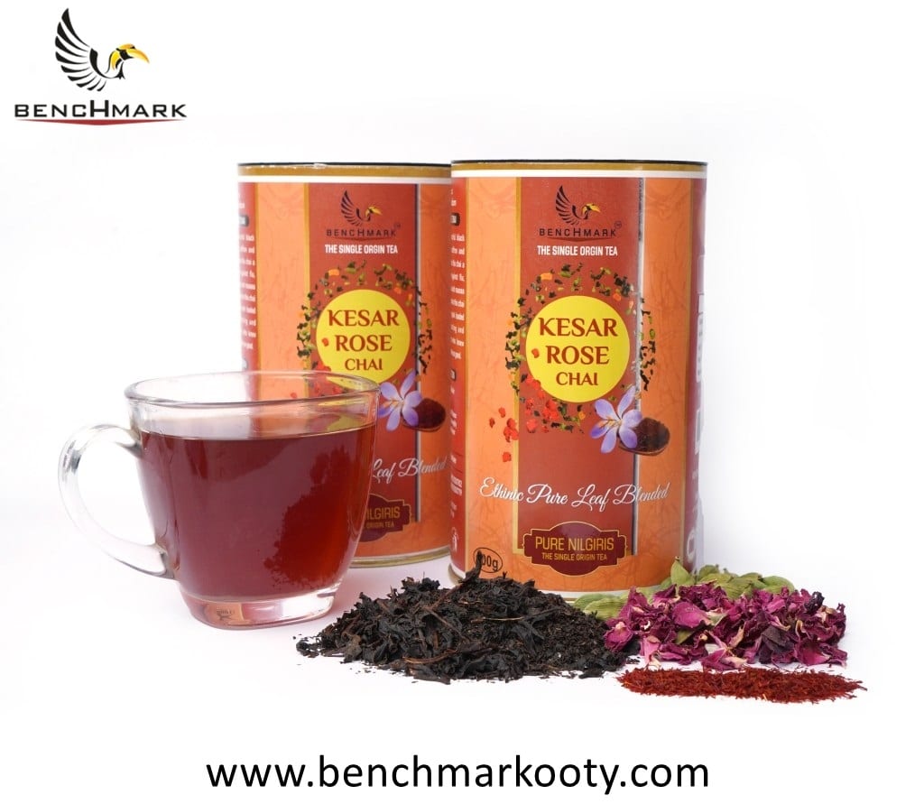 Benchmark Ooty Kesar Rose Chai 100gm – Premium Nilgiri saffron rose blended tea