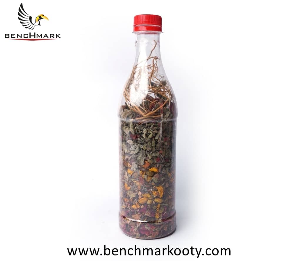 Natural roots bottle for hair 250ml by Benchmark Ooty made with herbal roots and leaves for healthy hair